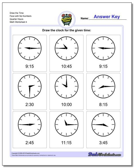 Telling Time For Kids Worksheet Not Quarter