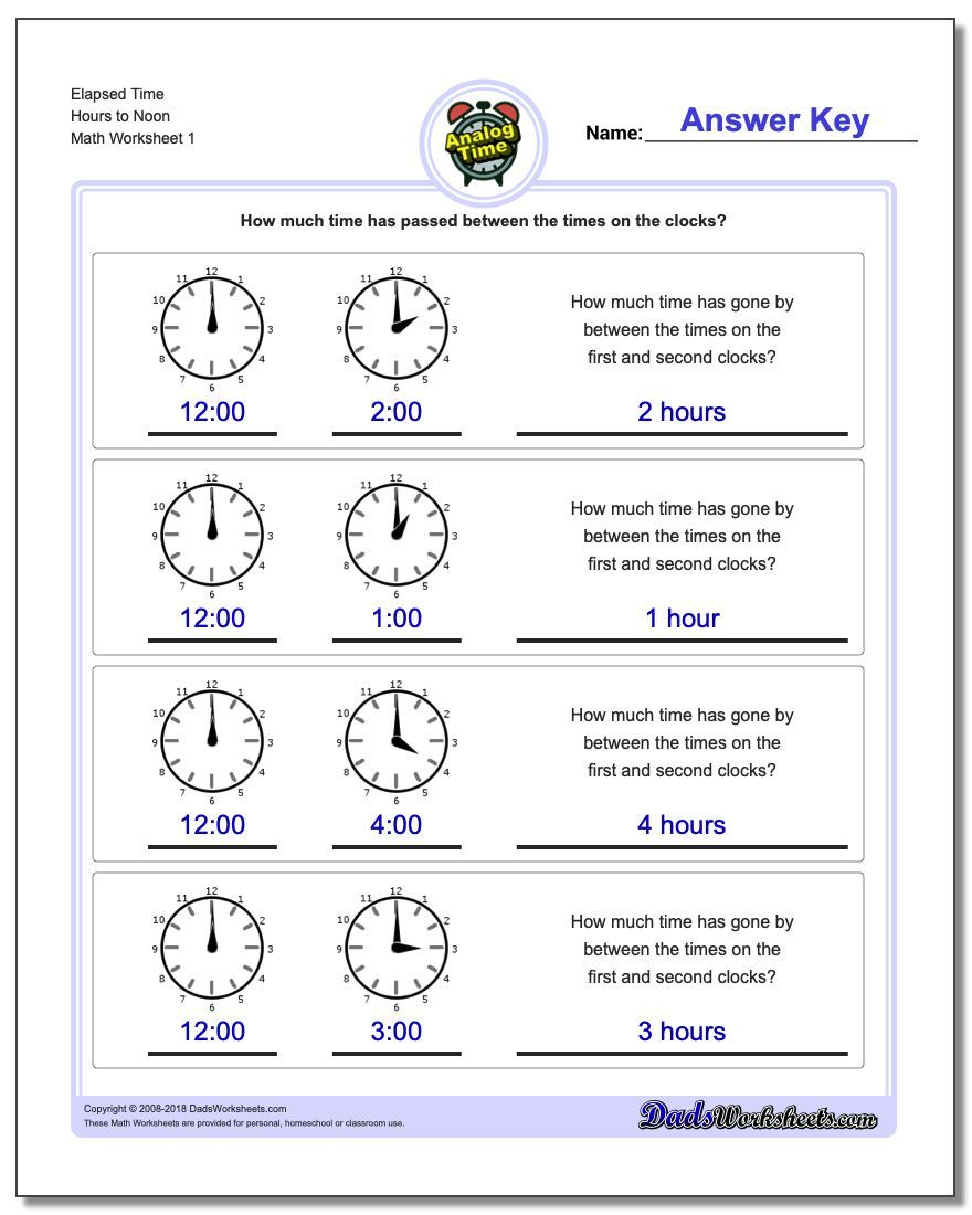 Https www dadsworksheets Start From Full Hours Analog Elapsed