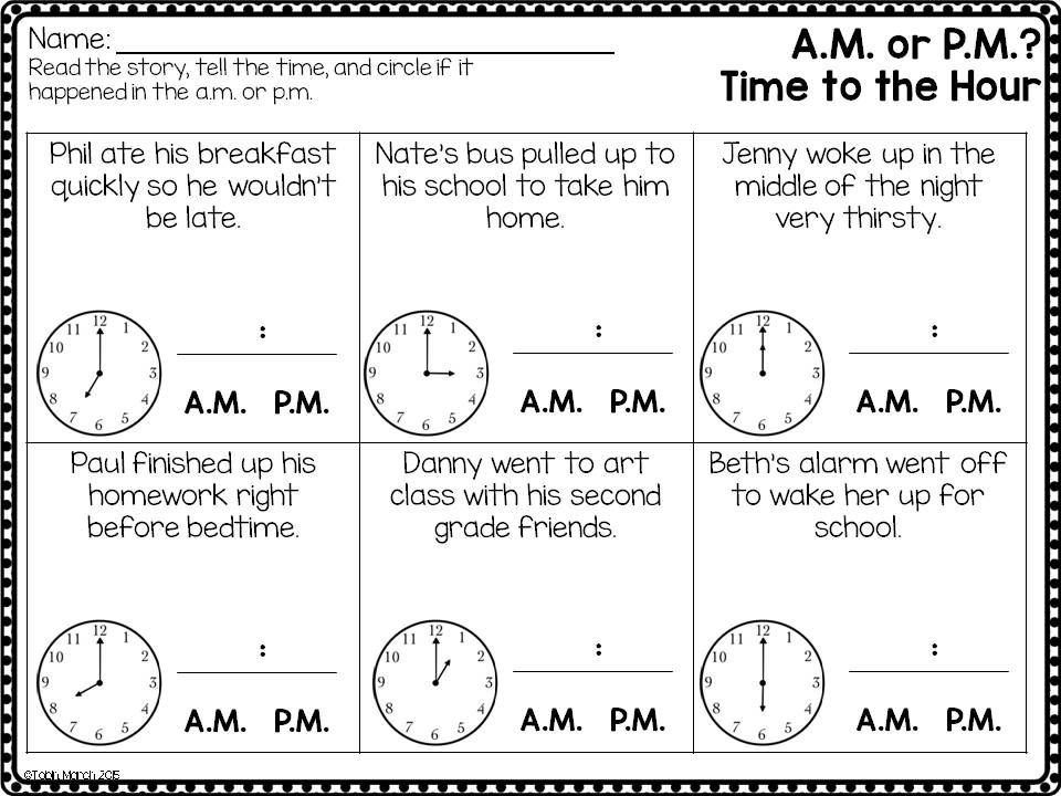 Telling Time Worksheets Using Am And Pm