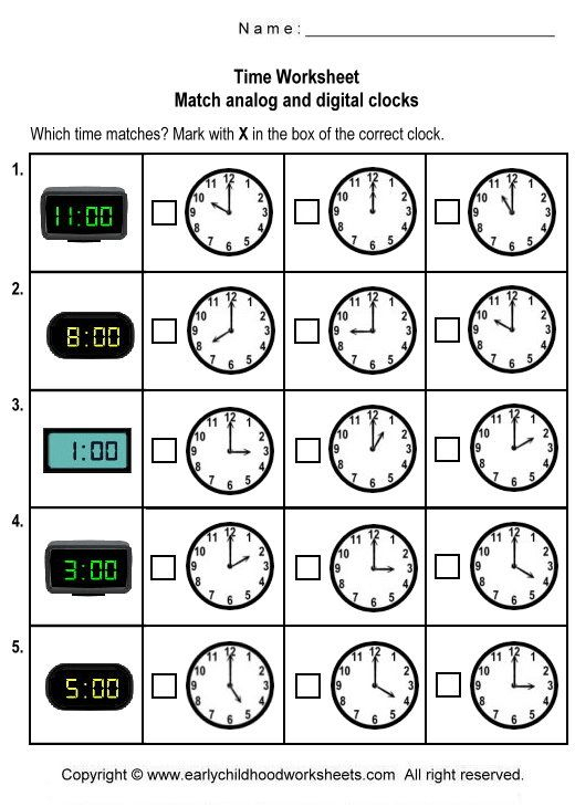 Telling Time Analogue To Digital Worksheets