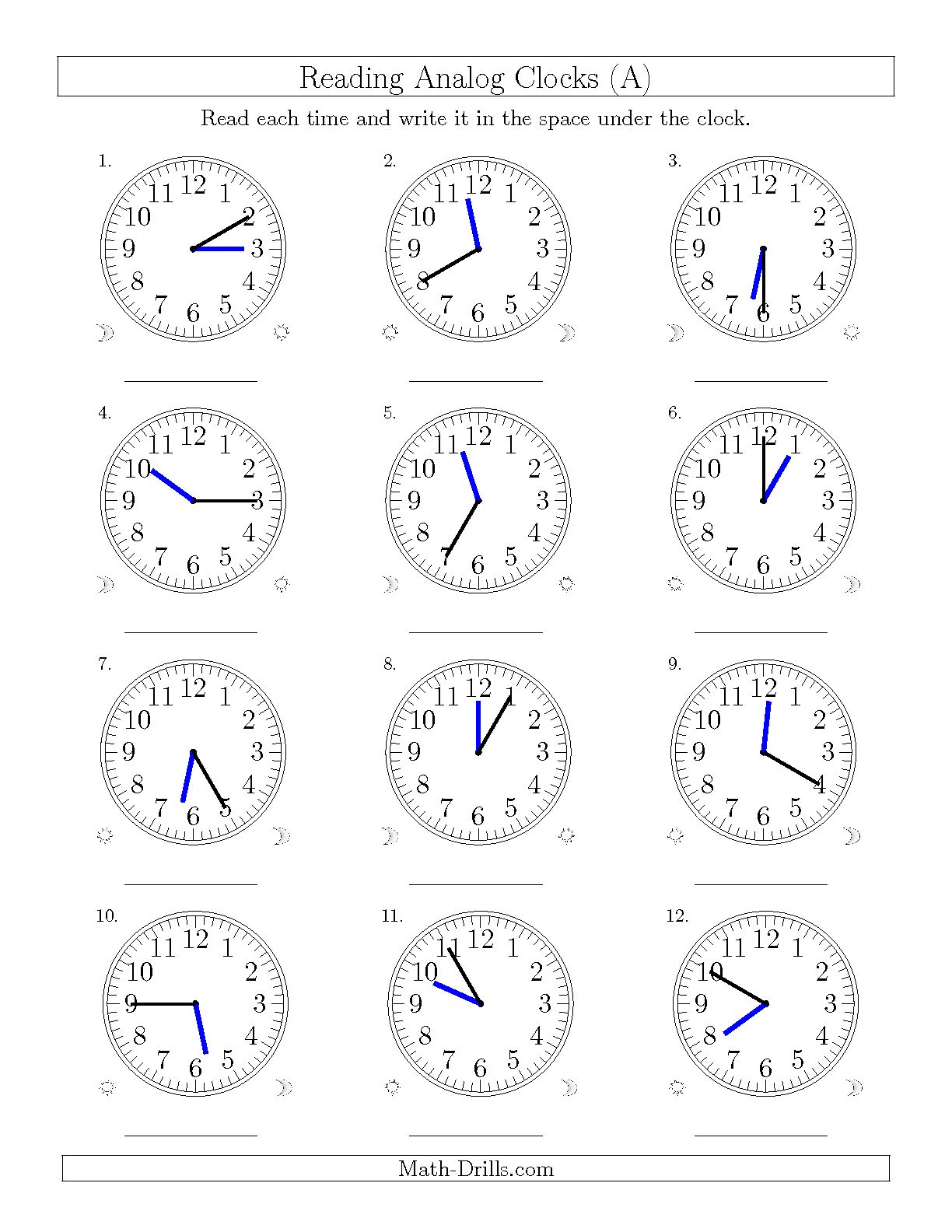 Free Worksheet Telling Time To 5 Minutes