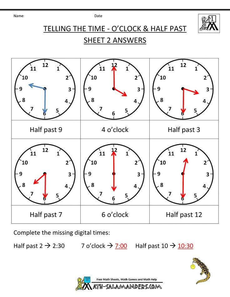 NEW 322 TELLING TIME WORKSHEETS HALF PAST Telling Time Worksheets 