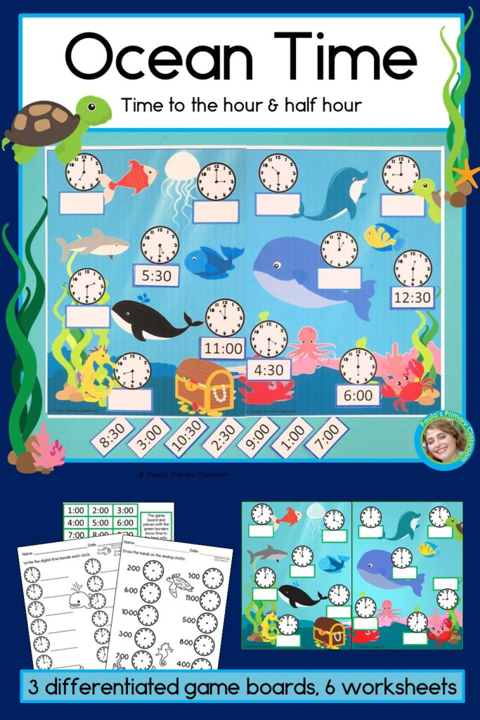 Ocean Time Games And Worksheets For Time To The Hour And Half Hour 