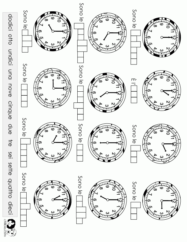 Italian Telling Time Worksheets Practice