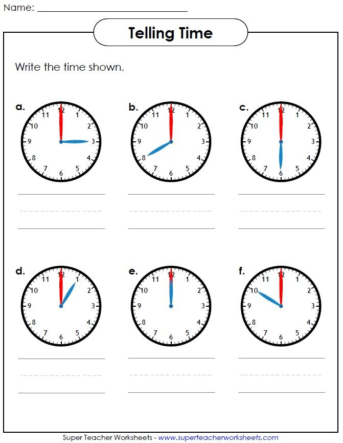 Super Teacher Worksheets Telling Time