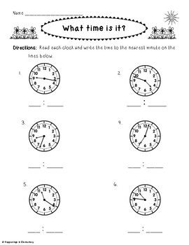 Quick Check In For Telling Time To The Nearest Minute Telling Time 