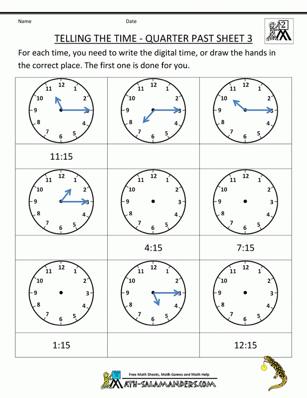 Resource 4 Tell Time To Quarter Hour Using The Language Of past 