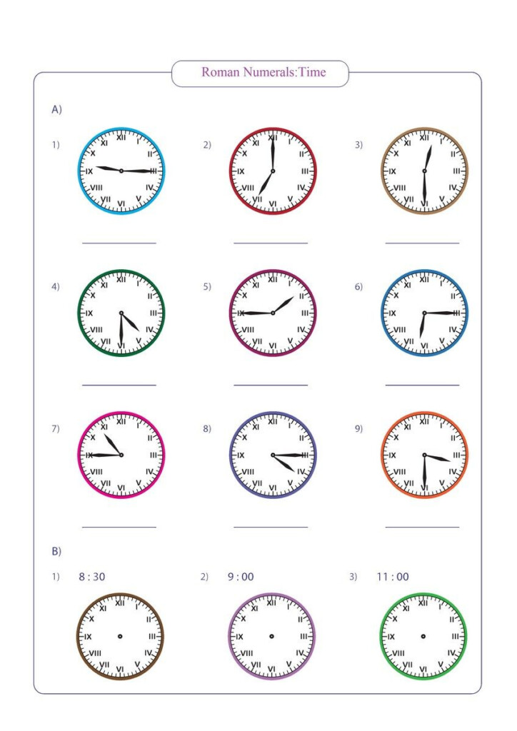 Roman Numerals Time Free Math Worksheets Free Math Worksheets 