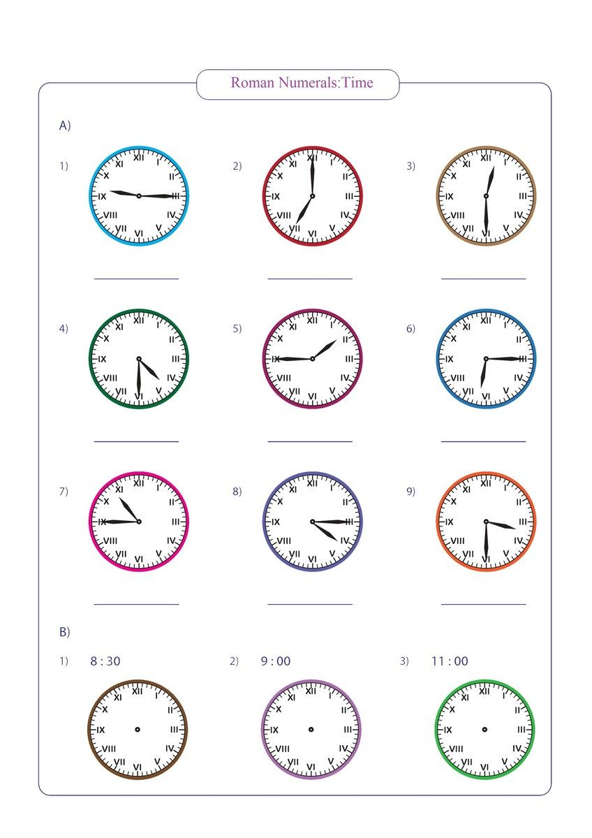 Telling Time Worksheet With Roman Numerals