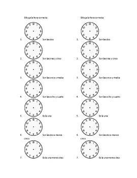 Spanish Telling Time Qu Hora Es Notes Sheet And Worksheets By Megan 