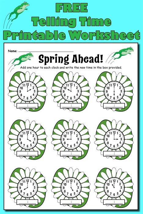  Spring Ahead Spring Themed Telling Time Worksheet Time Worksheets 