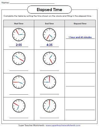 Super Teacher Worksheets Elapsed Time Worksheets Math Time 