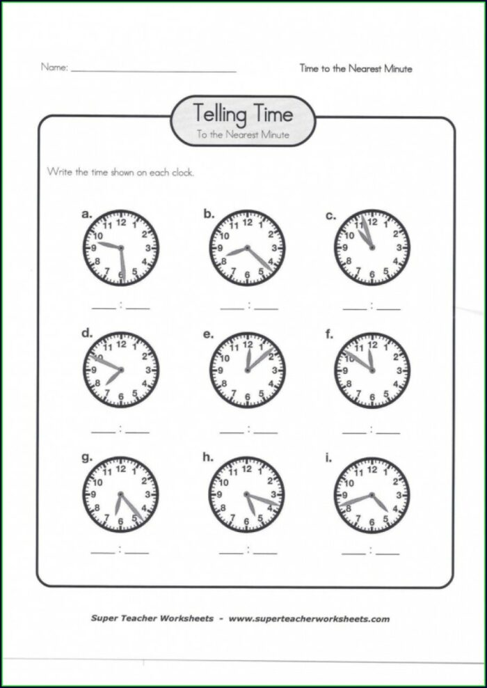 Super Teacher Worksheets Telling Time Answers