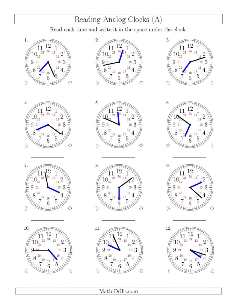 Teach Child How To Read Analog Clock Printable Worksheets