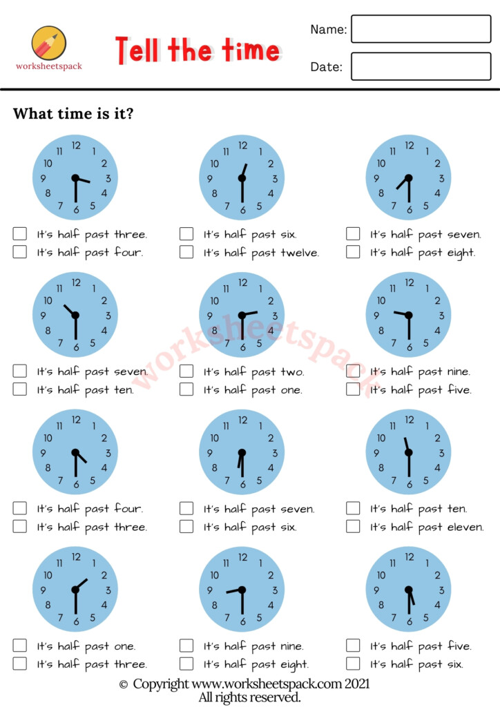 Tell The Time Worksheets Printable And Online Worksheets Pack