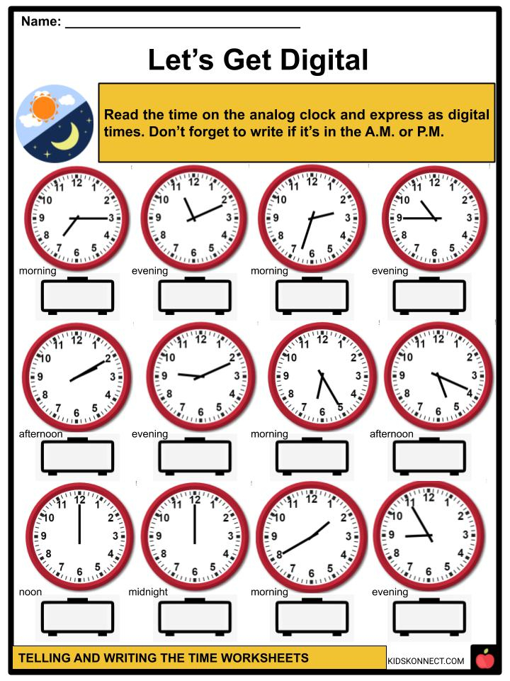 Telling And Writing The Time Facts Worksheets For Kids