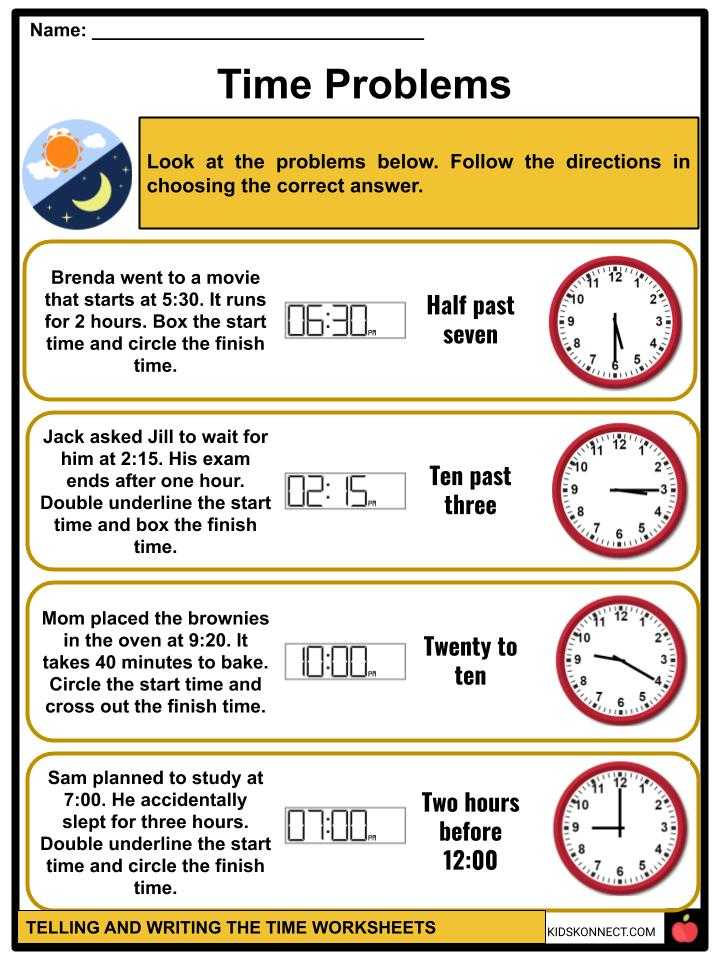 Telling And Writing The Time Facts Worksheets For Kids