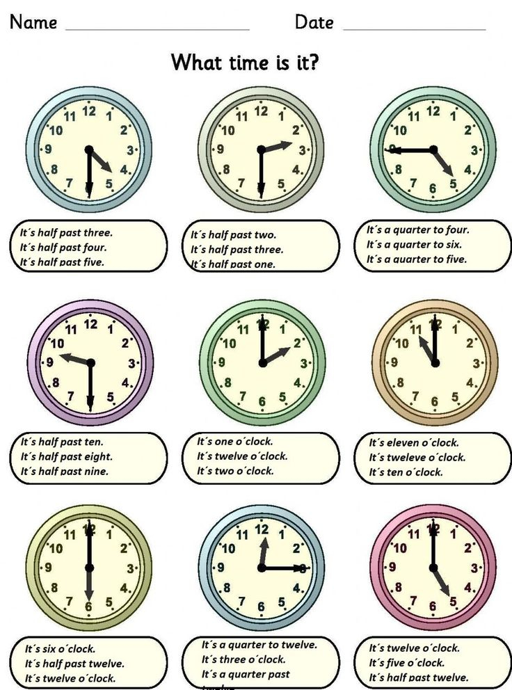 English Telling Time Worksheet