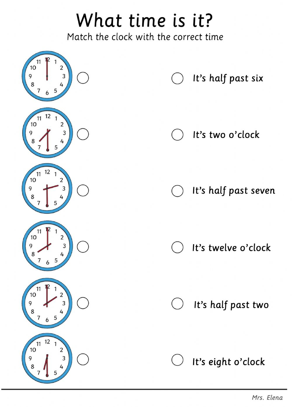 Telling Time In English Worksheet