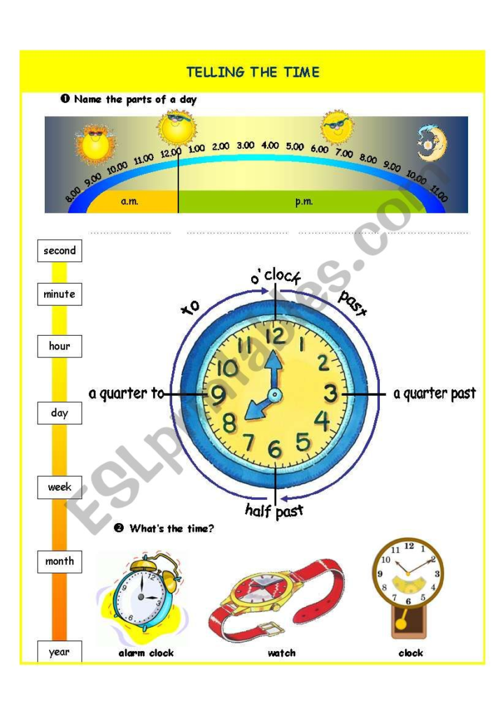 Telling The Time Introduction Part I Telling Time Worksheets 