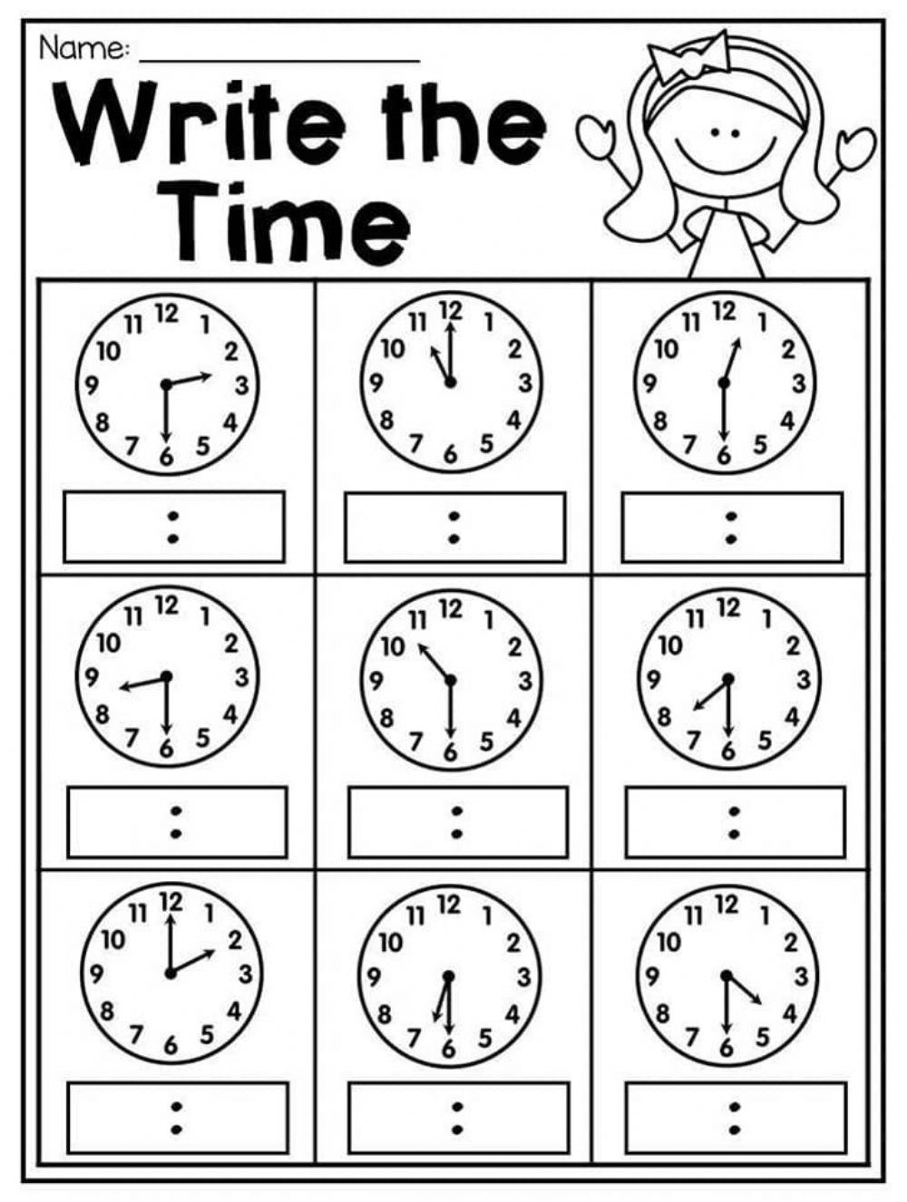 Telling Time 1 2 Hour Worksheets