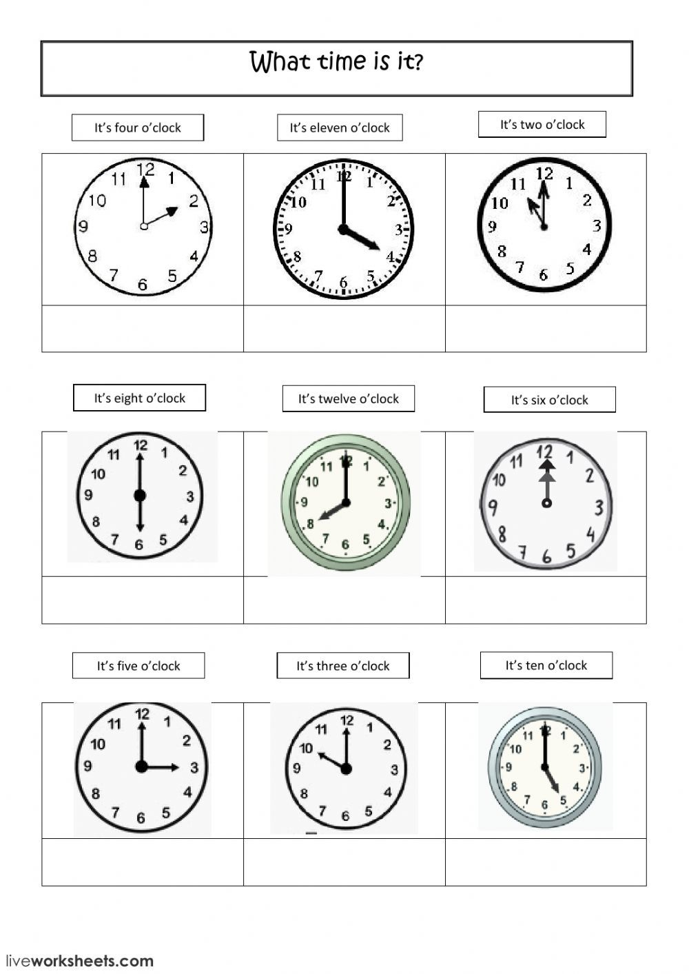 Primary Worksheets Telling The Time