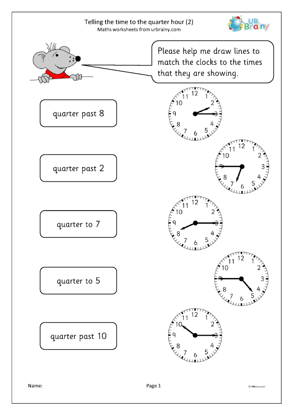 Telling The Time Worksheets Year 2