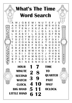 Telling The Time Word Search By Fun In The Sun TpT