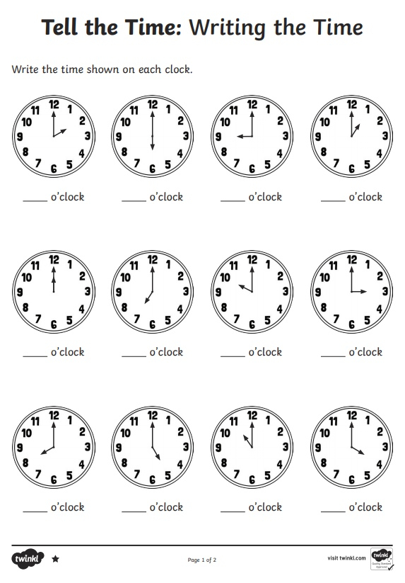 Telling Time Worksheets Pre K