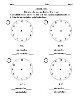 Telling Time Before And After The Hour By Reading Rhapsody TpT