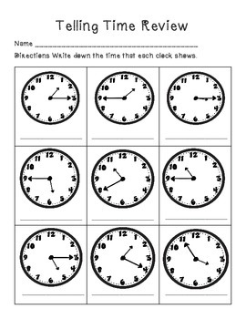 Telling Time Worksheets Teachers Pay Teachers