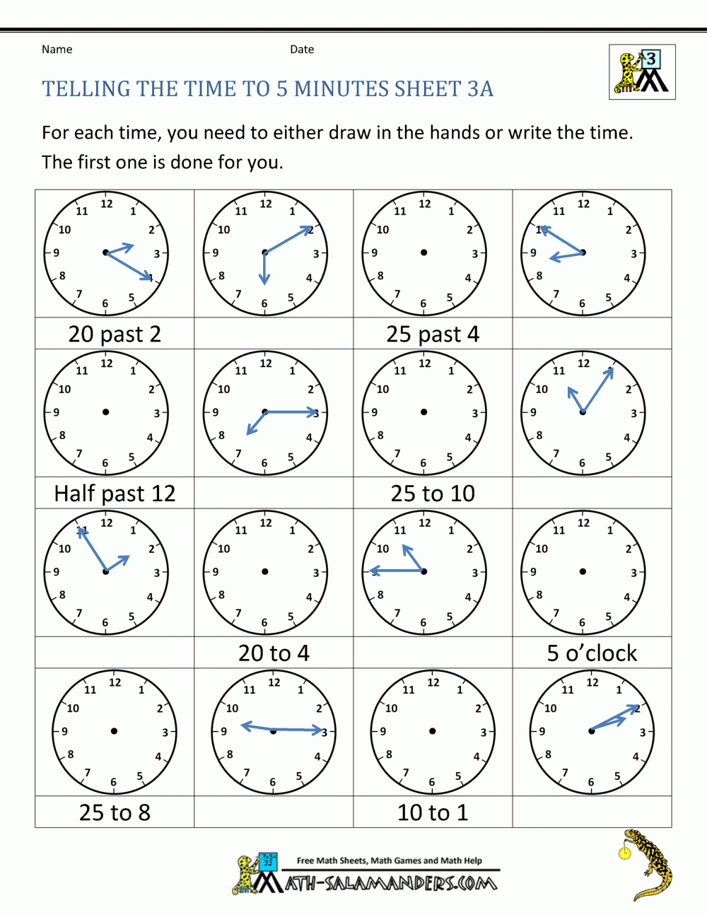 Telling Time Worksheets On Time