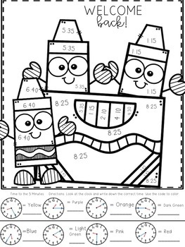 Telling Time Color By Number B2S Themed By CreatedbyMarloJ TpT