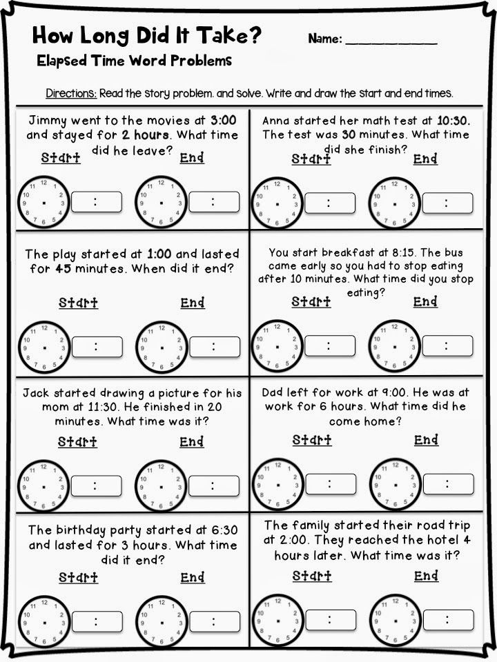 Telling Time Problems Worksheets