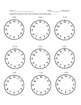 Telling Time Drawing Hands On The Clock Worksheet By Ariella Bahat