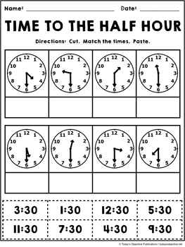 Telling Time Cut And Paste Worksheets