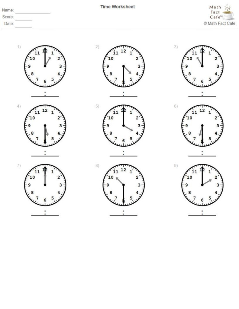 Telling Time Half Hour Increments Math Facts Math Fact Worksheets 