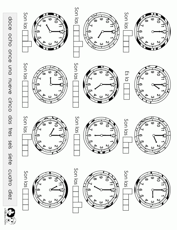 Spanish 1 Telling Time Worksheets