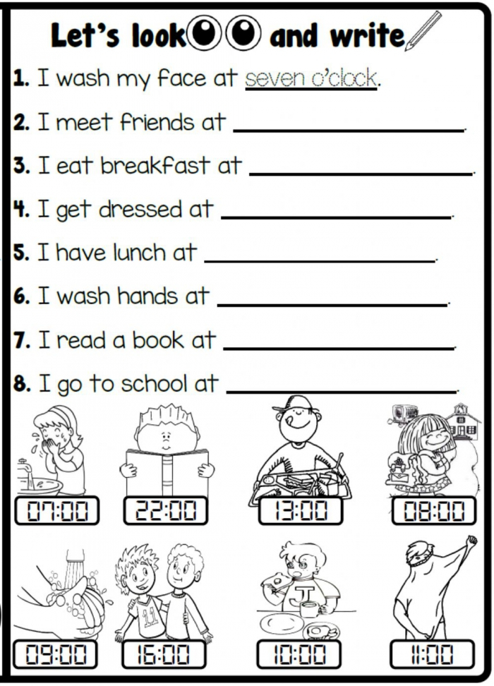 Telling Time About My Day Worksheet