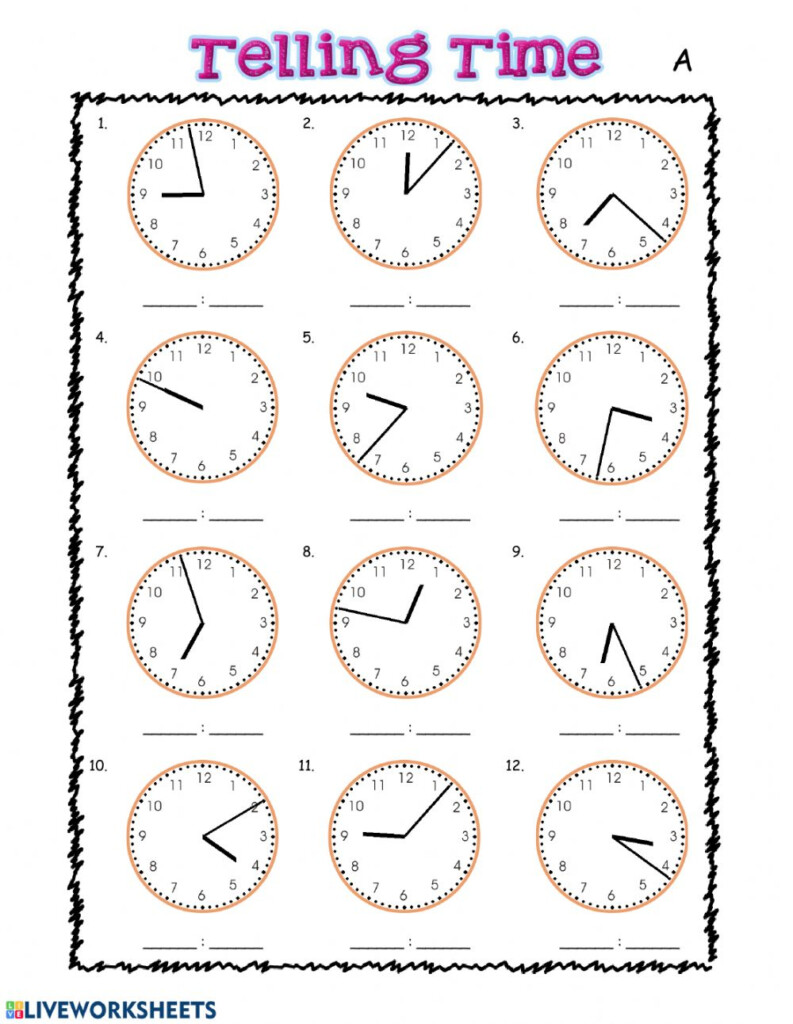 Telling Time Online Worksheet For Grade 3