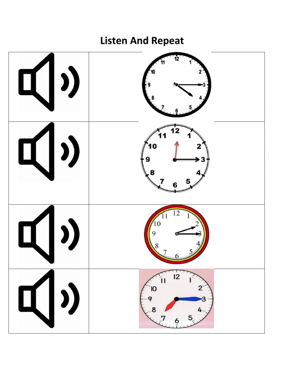 Telling Time Worksheets For Special Education