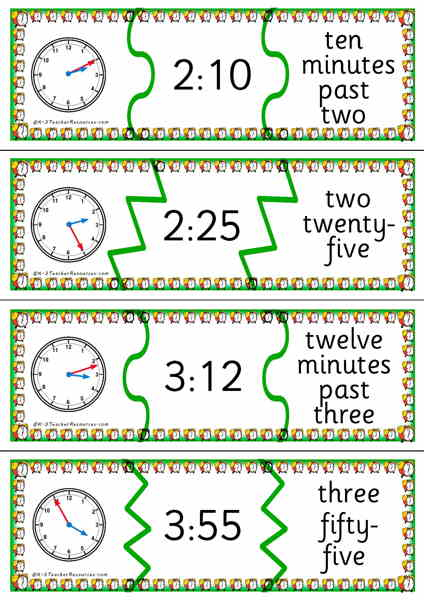 Telling Time Puzzle Worksheets