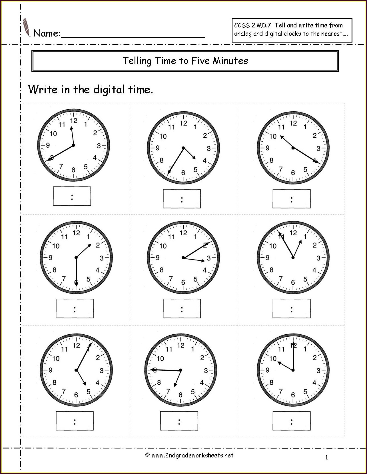 Telling Time To The Exact Minute Worksheets