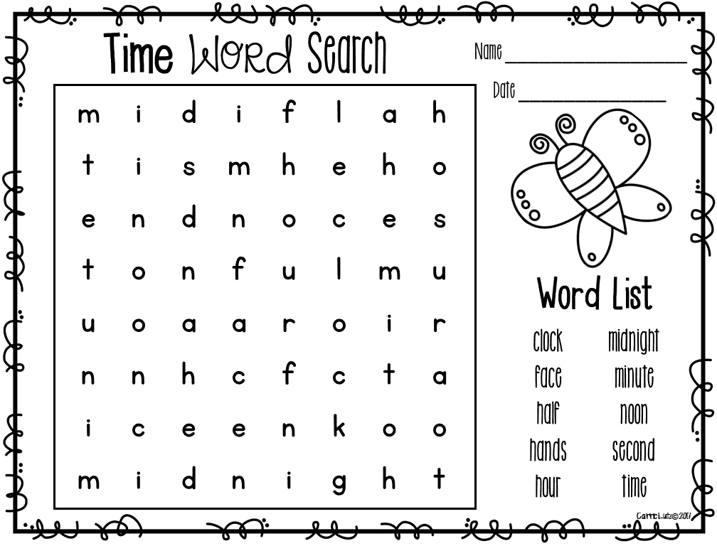 Telling Time To The Hour And Half Hour With This Cute Time Word 