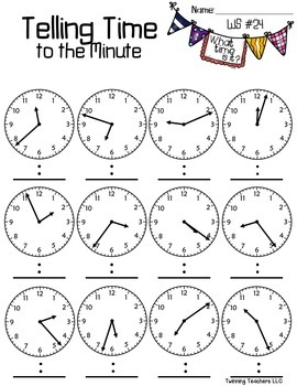 Telling Time To The Minute Differentiated Worksheets By Twinning 