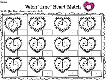 Telling Time Valentine Activity By The Teaching Treehouse TpT