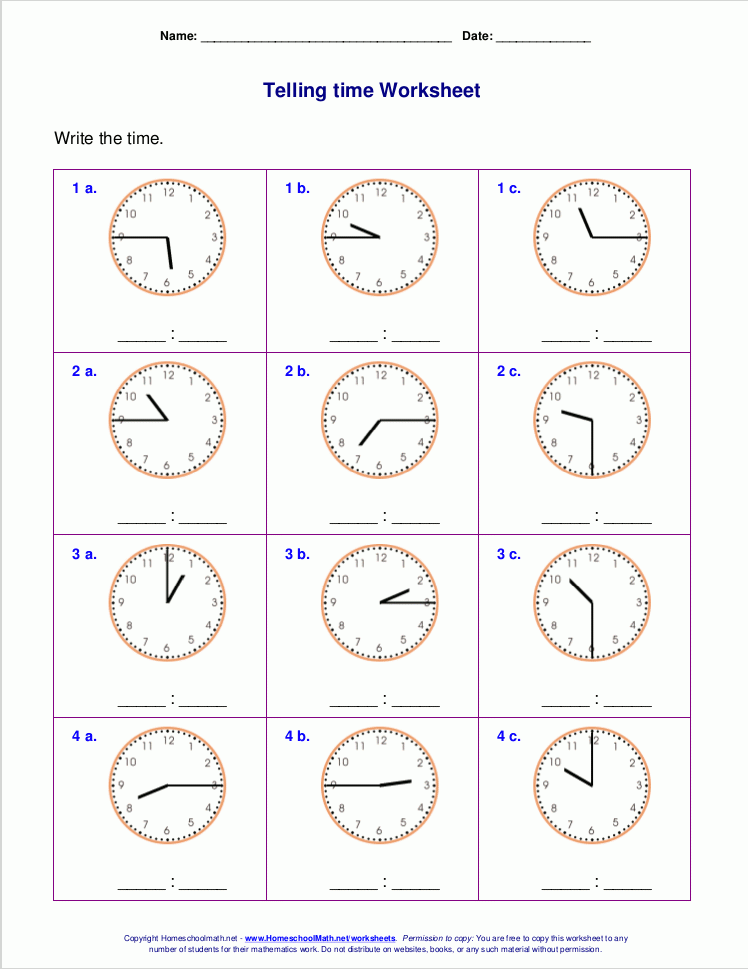 Telling Time Worksheets For 2nd Grade Time Worksheets Time 