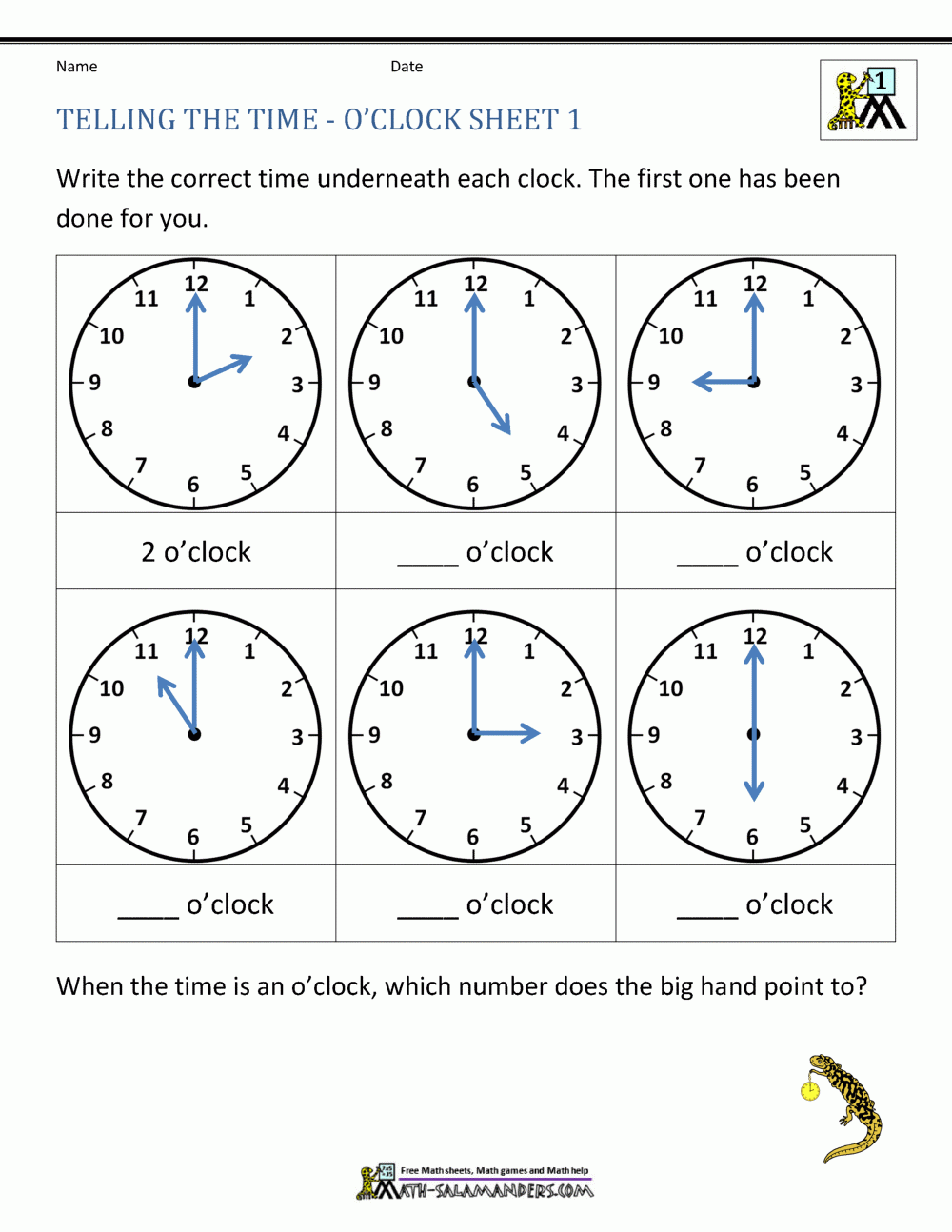 Math Worksheets Telling Time