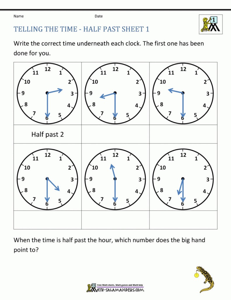 Telling Time Worksheets O clock And Half Past