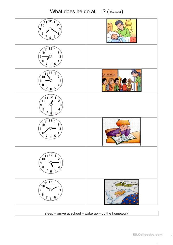 Time And Daily Routine What Does He Do At English ESL Worksheets 